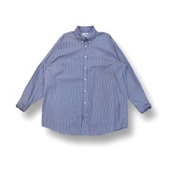 オーガニックコットンオックスフォードシャツ /ストライプシャツ /オーバーサイズシャツ /ブルー /メンズ