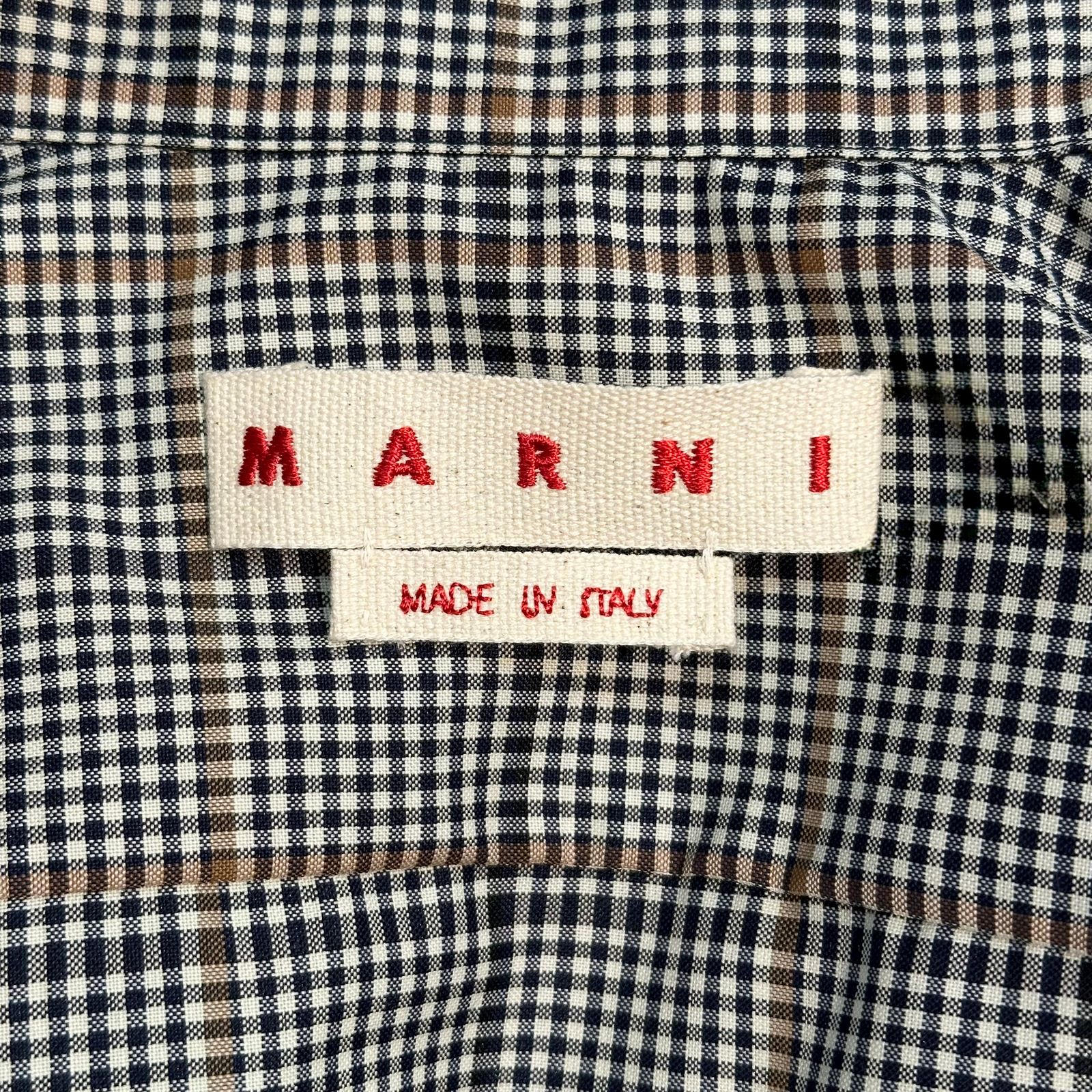 MARNI/ ディープブルー チェック/ テクノウール製シャツ/メンズ