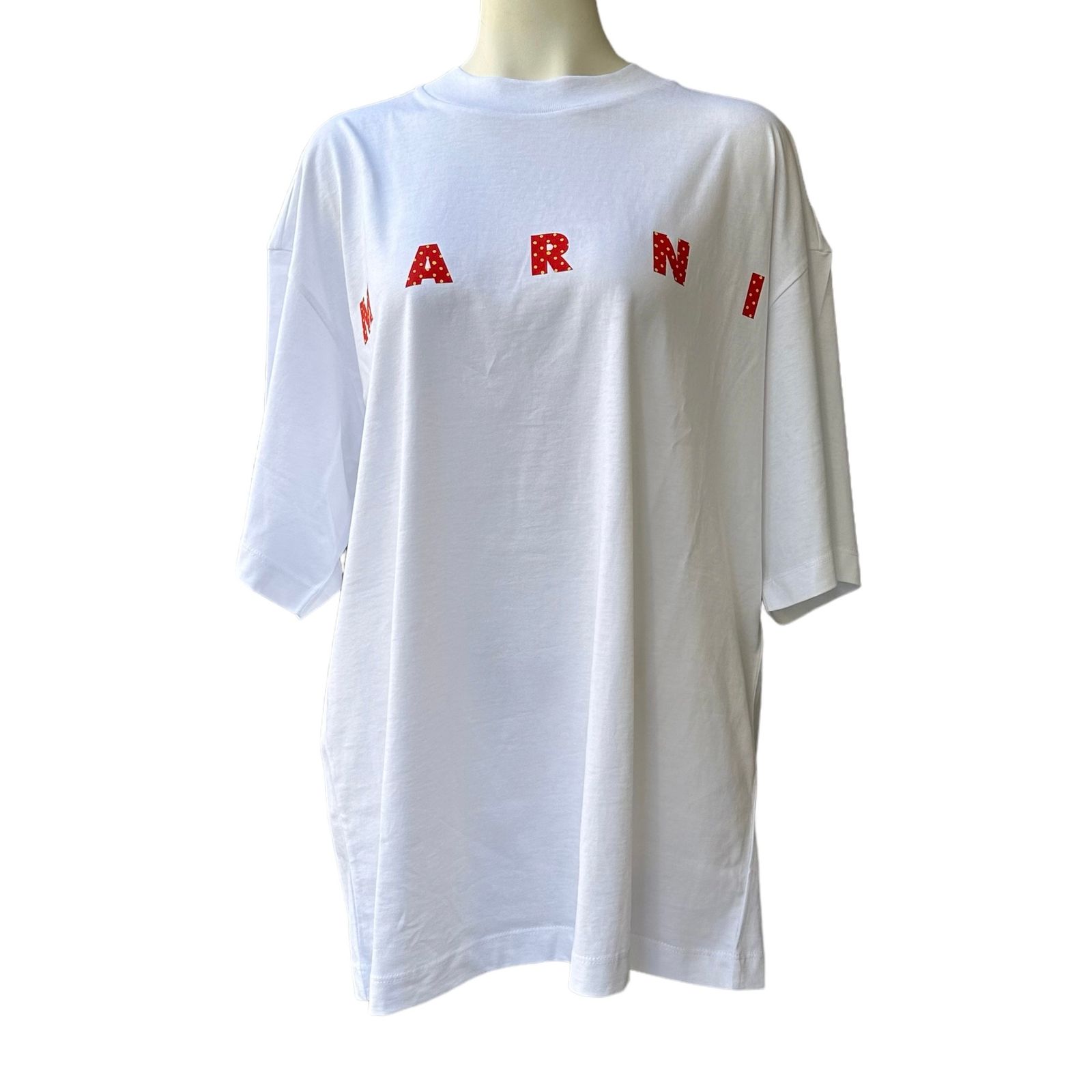 ホワイト ポルカドット Tシャツ / クルーネック / ユニセックス / ホワイト