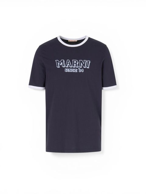 コントラストトリム ディープブルー コットンTシャツ/ 2026SS NEW