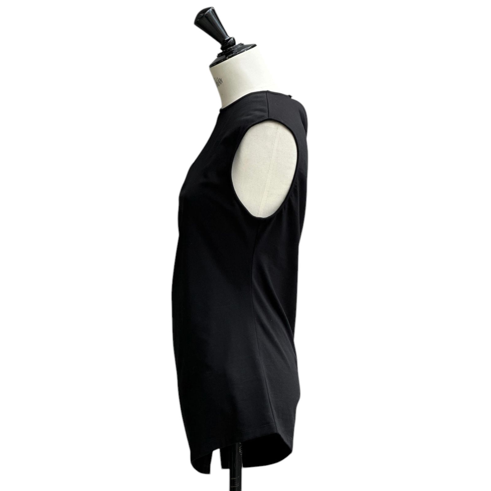Organic cotton cross jersey tuck sleeveless top / オーガニックコットン クロスジャージータック ノースリーブトップ / ブラック / 2025SS new