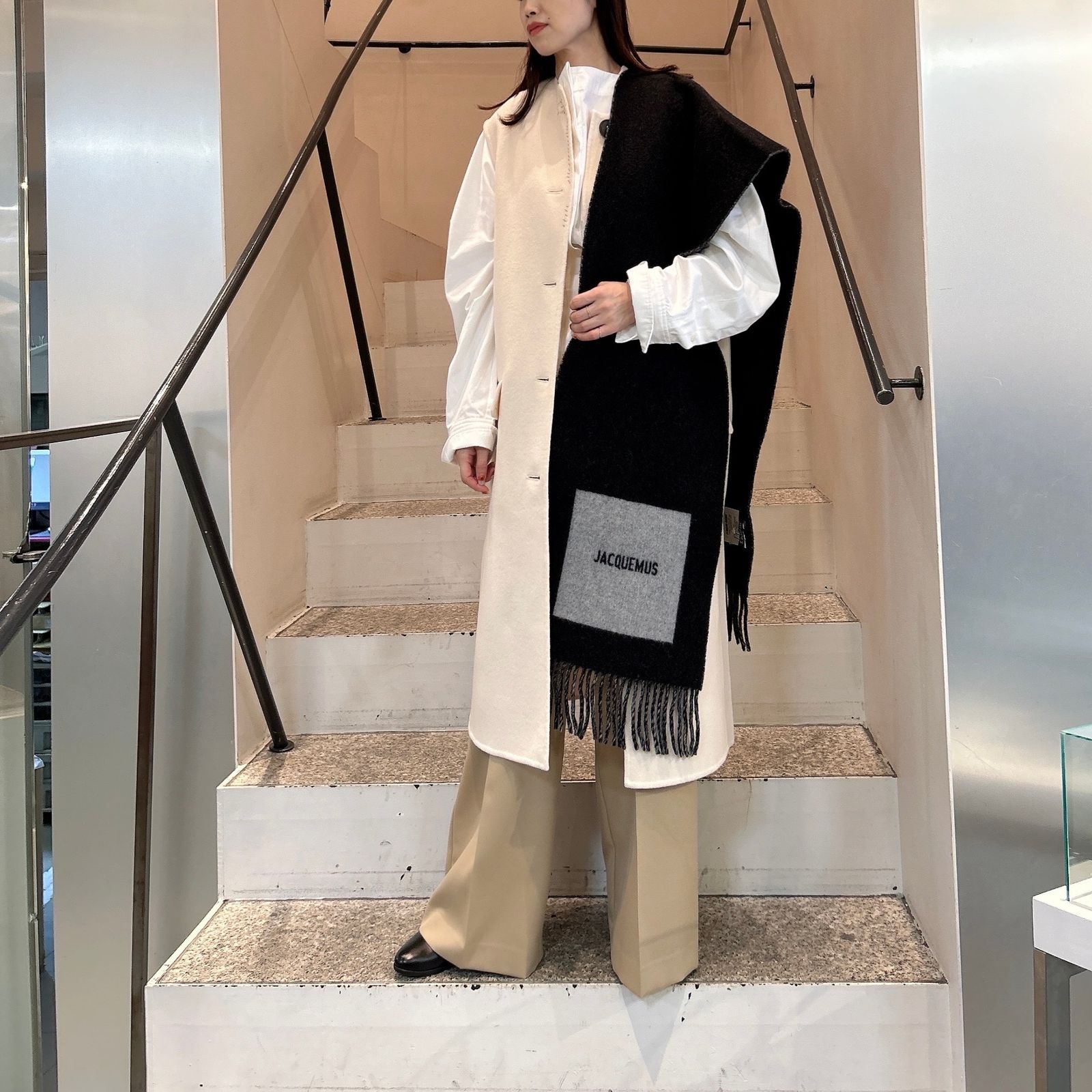 The Rond Carre scarf ロン・カレ スカーフ / ストール / ブラック / ユニセックス / 24AW
