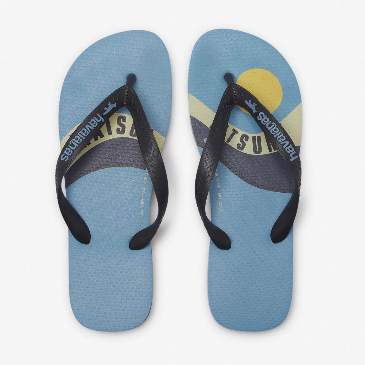 MAISON KITSUNÉ - MAISON KITSUNÉ × HAVAIANAS ウェーブ フリップフロップ / ビーチサンダル / ブルー /  メンズ | LATIN EVE