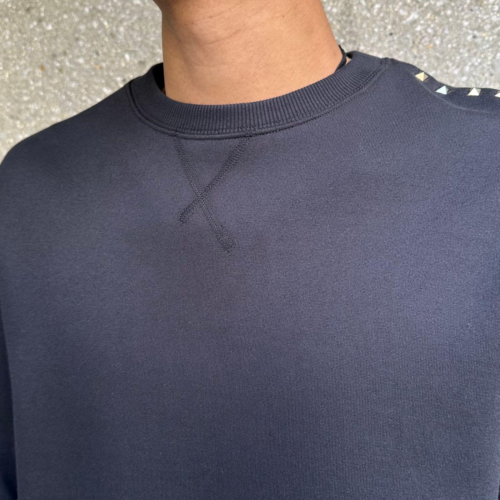 Shoulder studs sweatshirt / ロングスリーブ / スウェットシャツ / ロックスタッズ / メンズ / ブラック