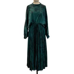 Vintage  satin half tone pleated Dress / ワンピース / ドレスワンピース / グリーン