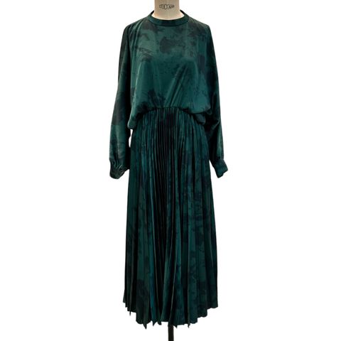 Vintage  satin half tone pleated Dress / ワンピース / ドレスワンピース / グリーン