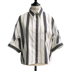 TAKA BOXY ボタンダウンシャツ /  ワイドスリーブ / ボクシーボタンシャツ / ホワイト＆ブラック / ウィメンズ