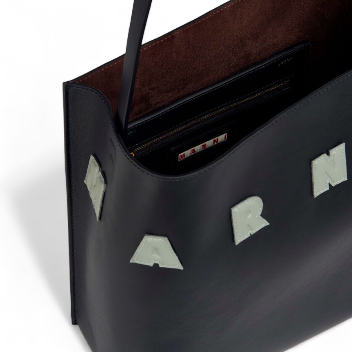 MARNI - パッチ付き レザー製 Museo スモールホーボーバッグ