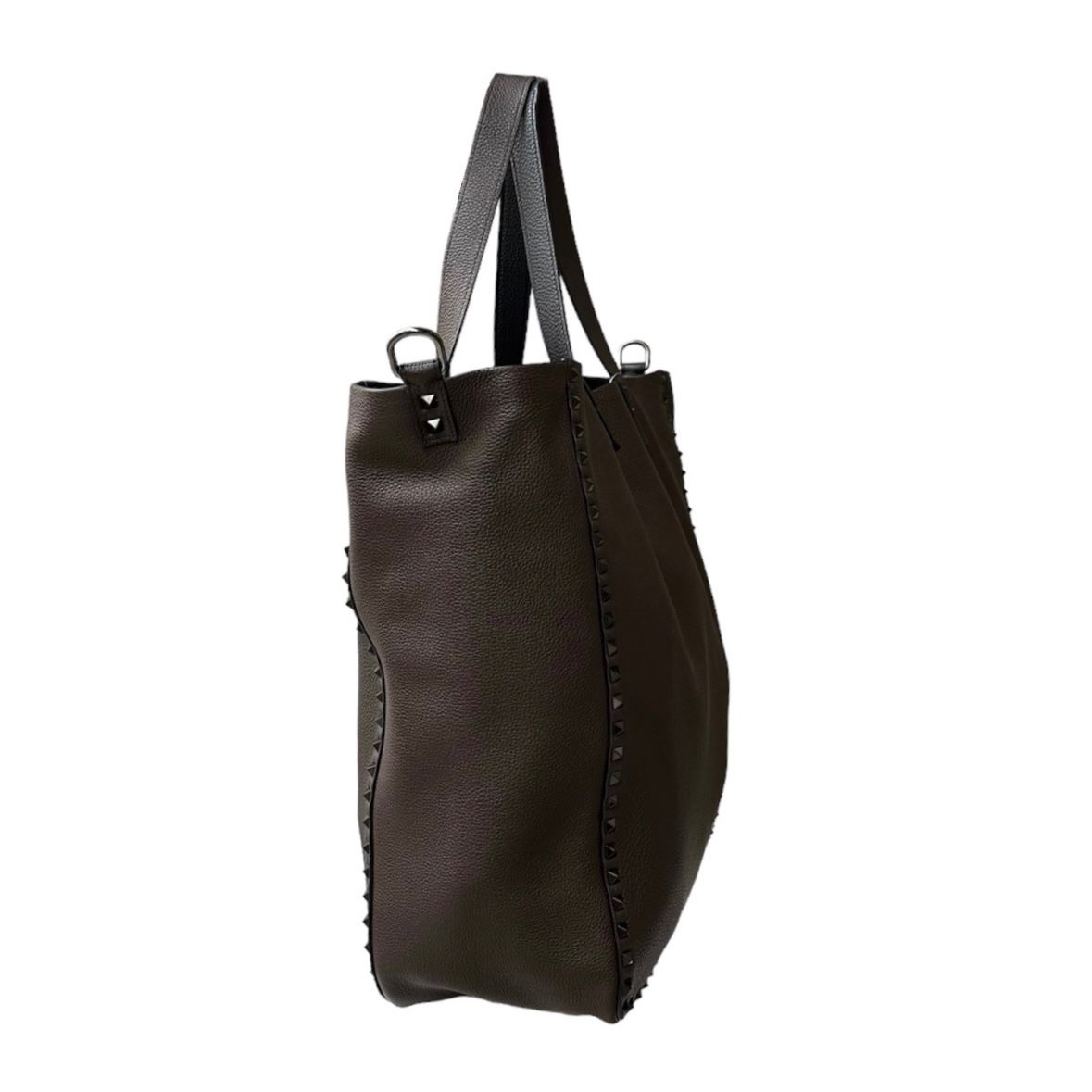 Rock studs grained Calfskin reversible tote / ショルダー トートバッグ / 2way / 牛革 / メンズ / ブラック