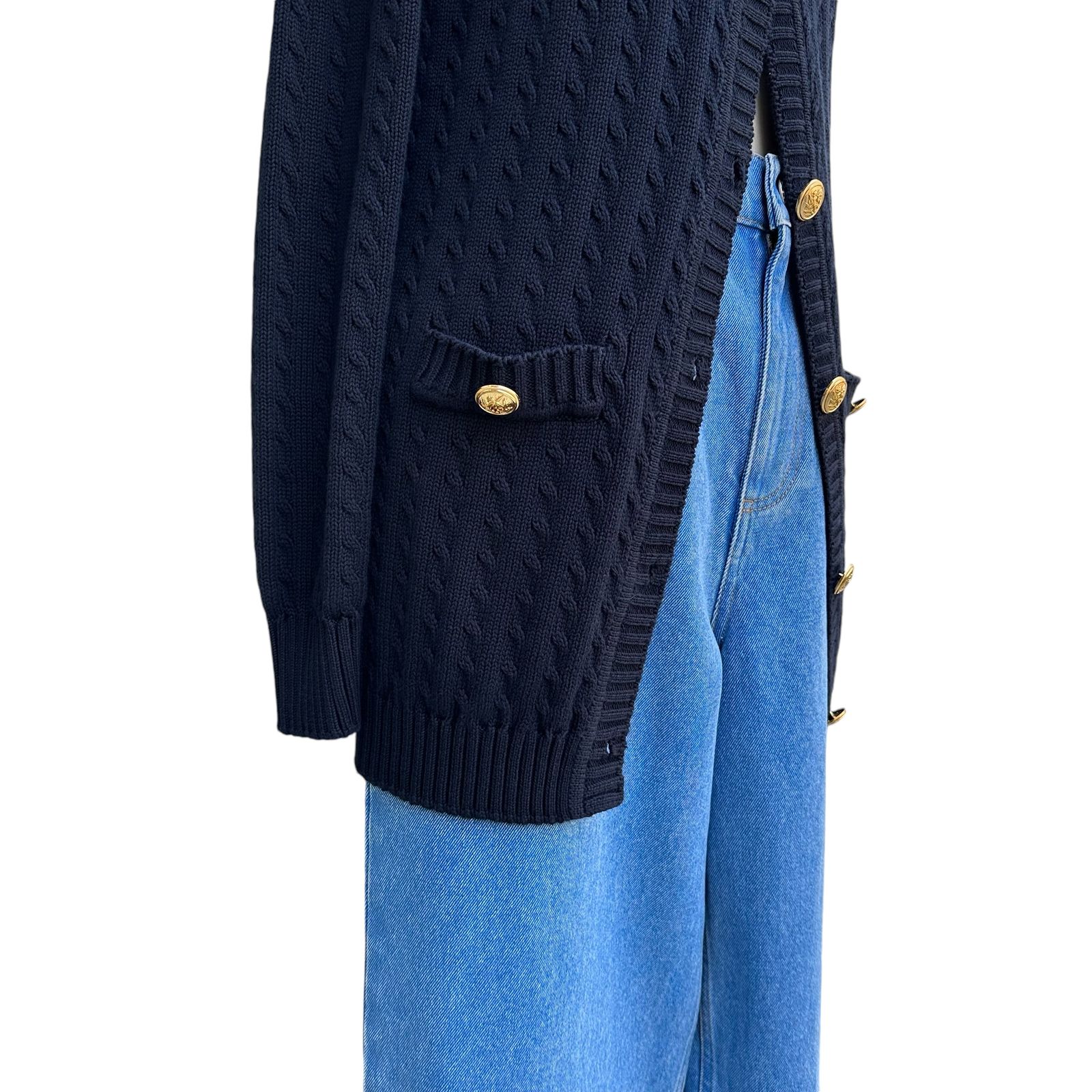 ケーブルニットカーディガン / コットン製 / ネイビー / 24AW NEW
