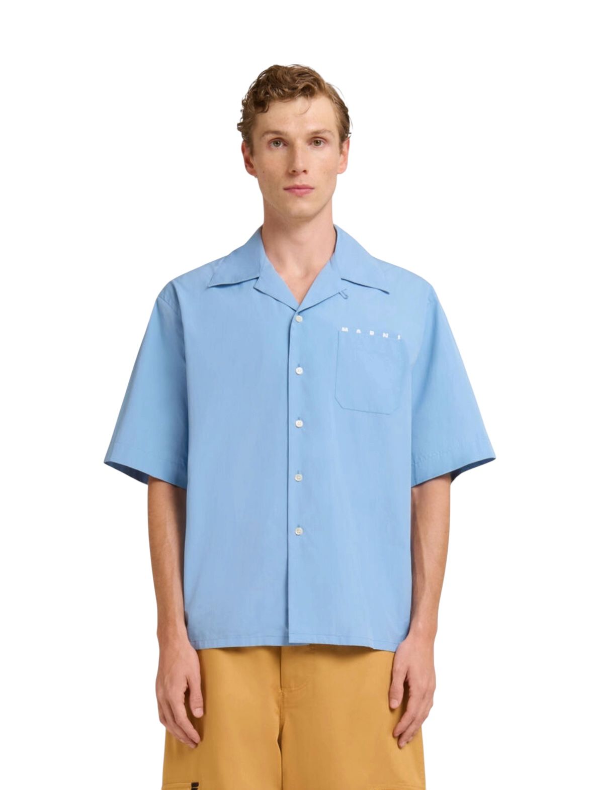 オーガニックポプリン製 オープンシャツ、コンシールロゴ入り/ 2026SS NEW