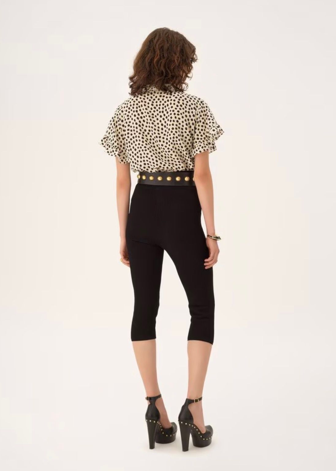 クレープデシン製ショートスリーブ フリルトップス / ウィメンズ / ウェア / ベージュ-ブラック / 2026SS NEW