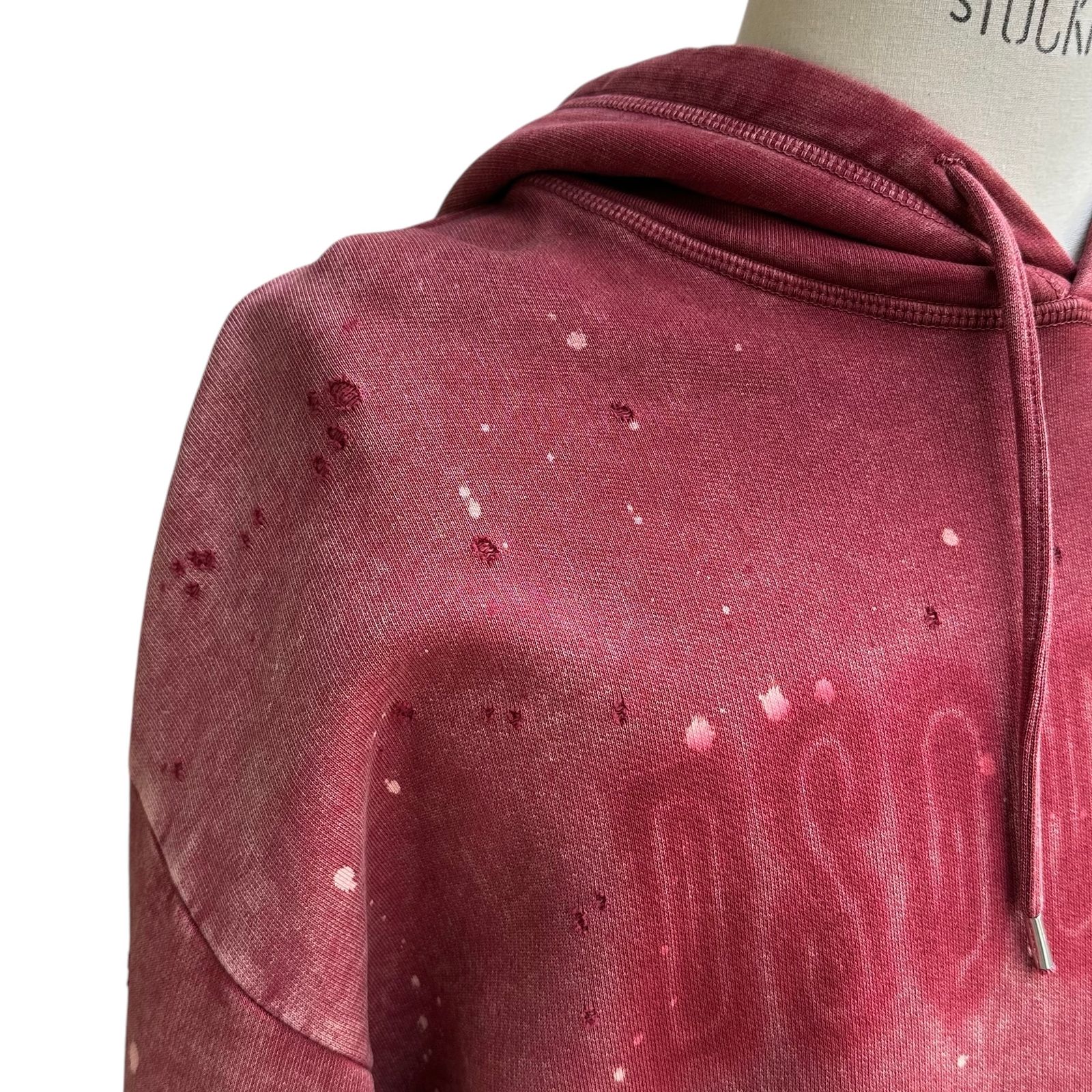 DELAVÈ RELAX FIT HOODIE SWEATSHIRT / ダメージ加工フーディー / レッド / 24AW NEW