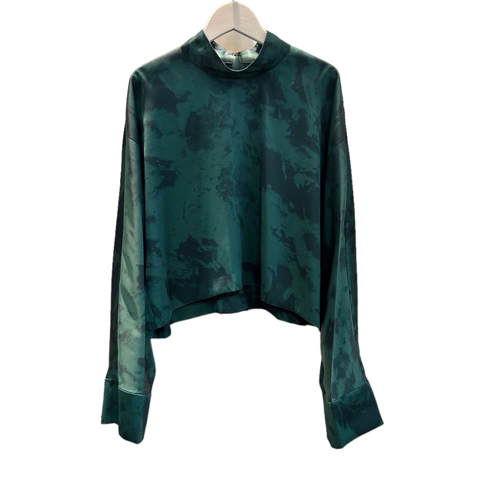 Vintage satin half tone cropped top / ブラウス / グリーン