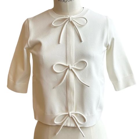 Crepe tulle short sleeves tops / トップス / チュール / ショートスリーブ / リボン / オフホワイト