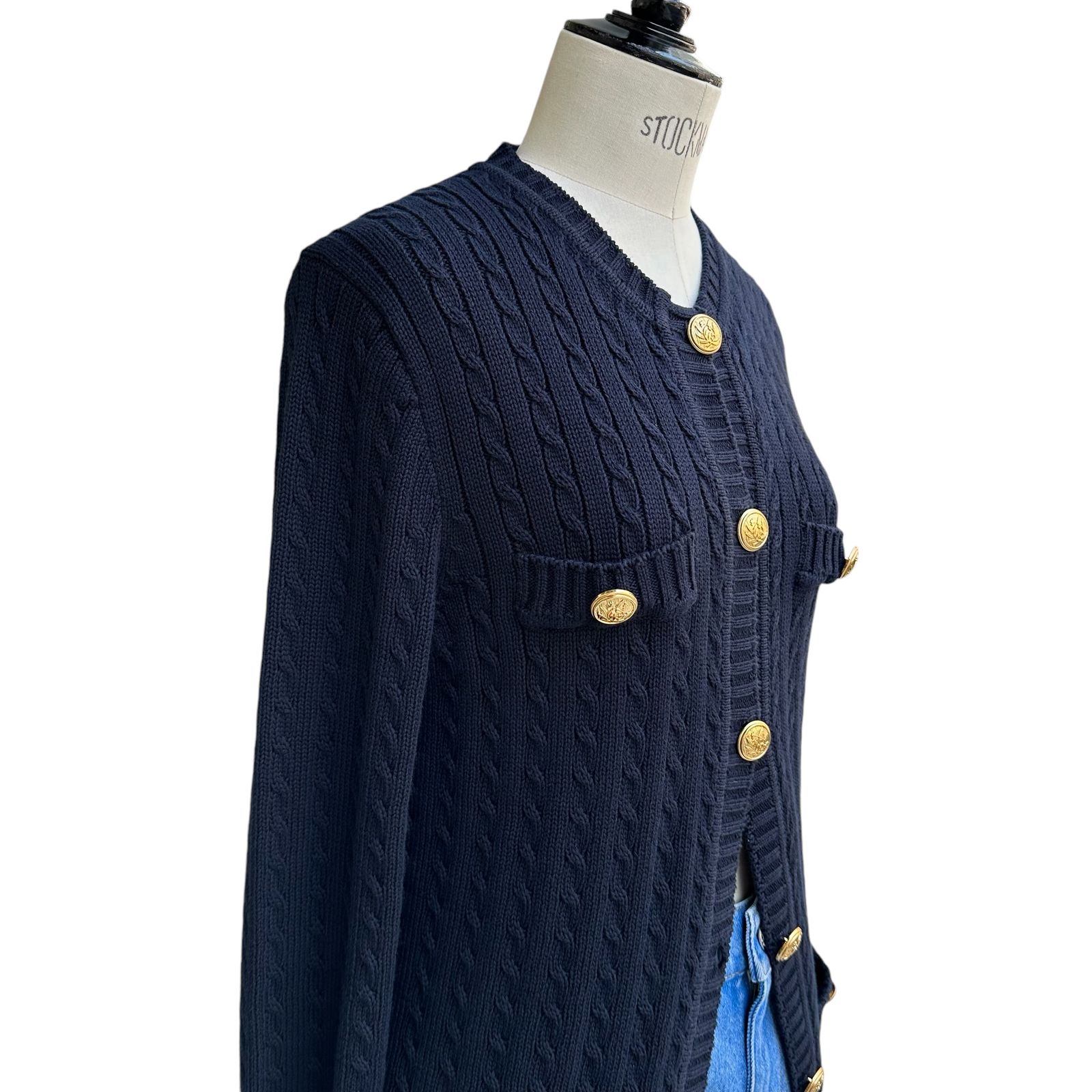 ケーブルニットカーディガン / コットン製 / ネイビー / 24AW NEW