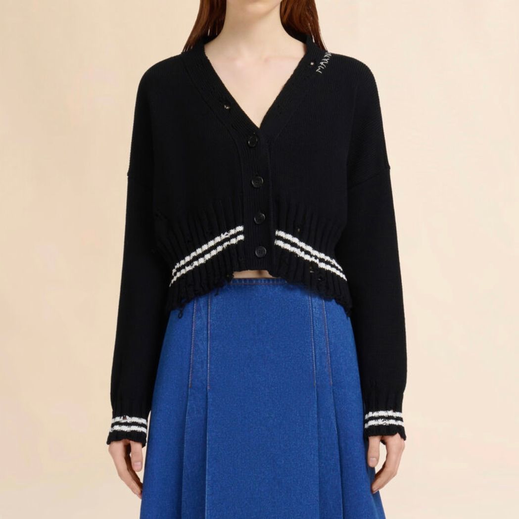ディシェベルト調 コットン製 カーディガン / ブラック / 25aw new