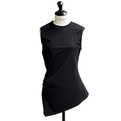 Organic cotton cross jersey tuck sleeveless top / オーガニックコットン クロスジャージータック ノースリーブトップ / ブラック / 2025SS new