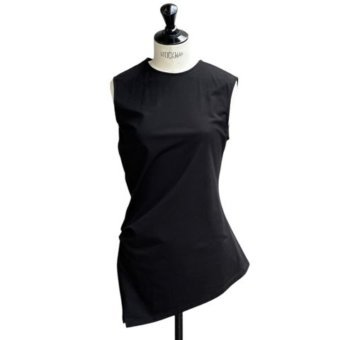 Organic cotton cross jersey tuck sleeveless top / オーガニックコットン クロスジャージータック ノースリーブトップ / ブラック / 2025SS new