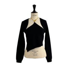 CHAIN HALTER NECK KNIT TOP WITH SLEEVE / ホルターネック / アンサンブル / ブラック / ウィメンズ