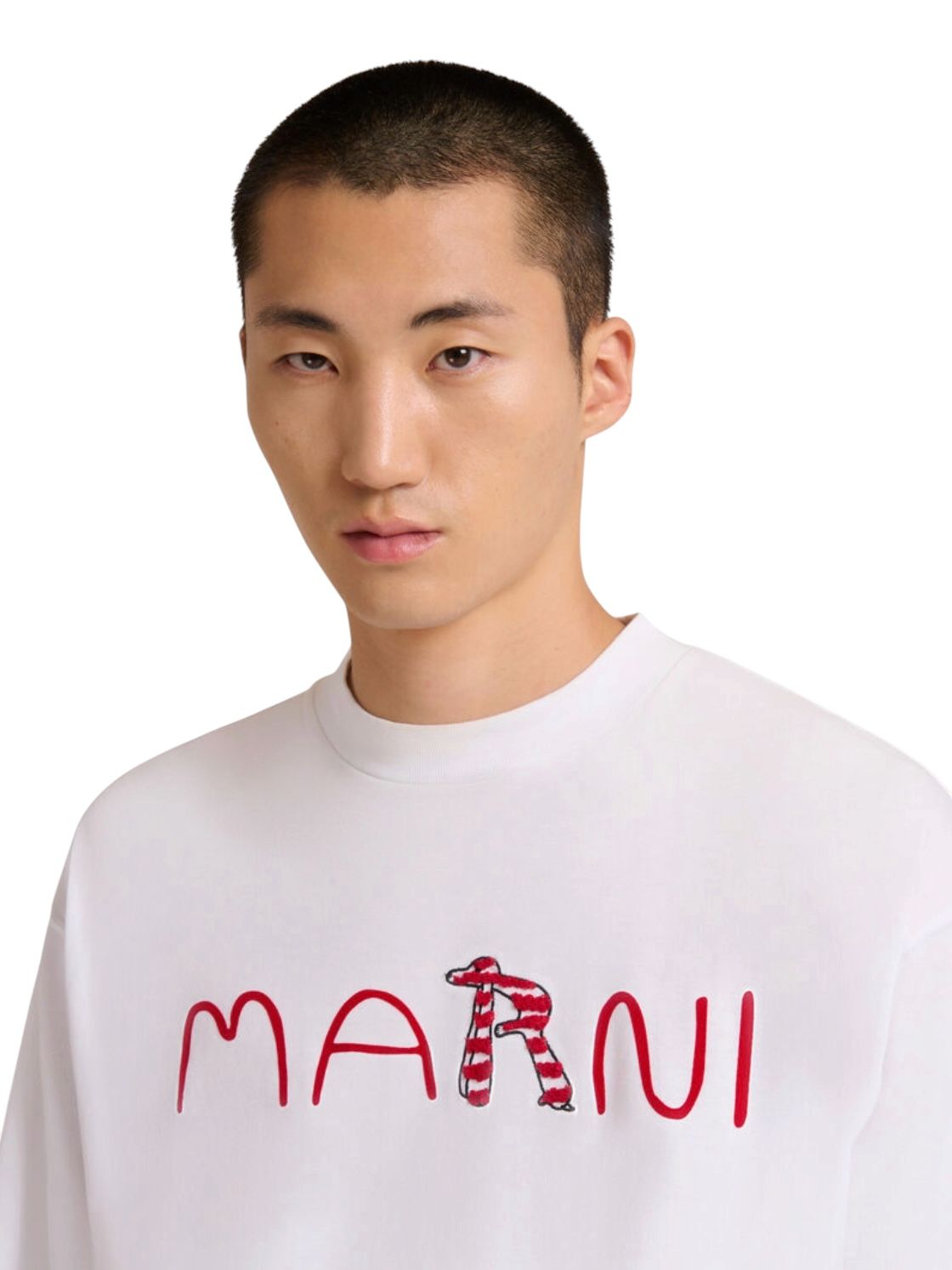 Marni Animal Alphabetフロッキーホワイト コットンTシャツ/ 2026SS NEW