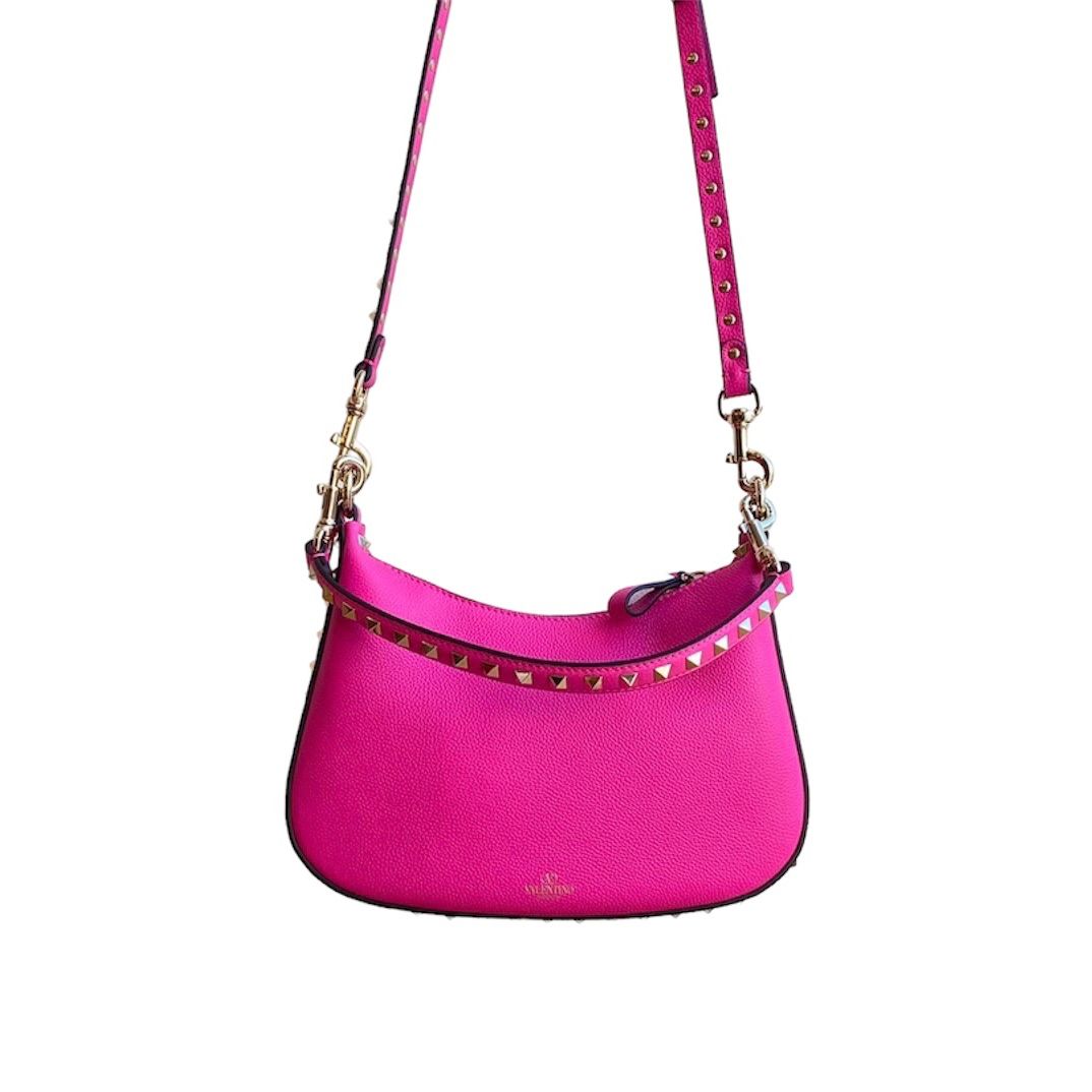 Rock studs grained calfskin hobo bag / バッグ / ショルダーバッグ / ハンドバッグ / 2way / レザー / カーフレザー / ロックスタッズ / ピンク