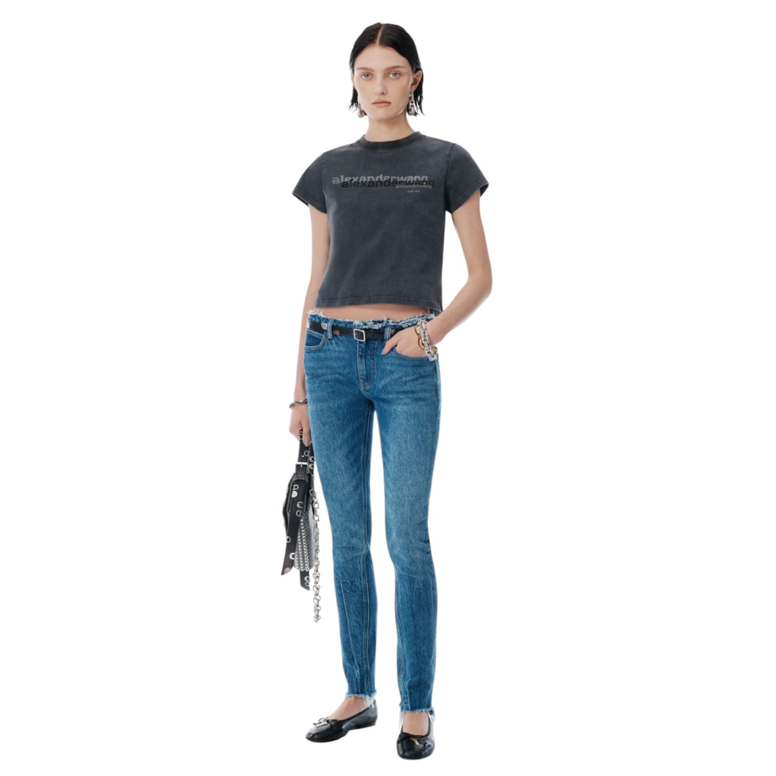 シュランク ディストレスト ロゴTシャツ / ブラック / 25aw new