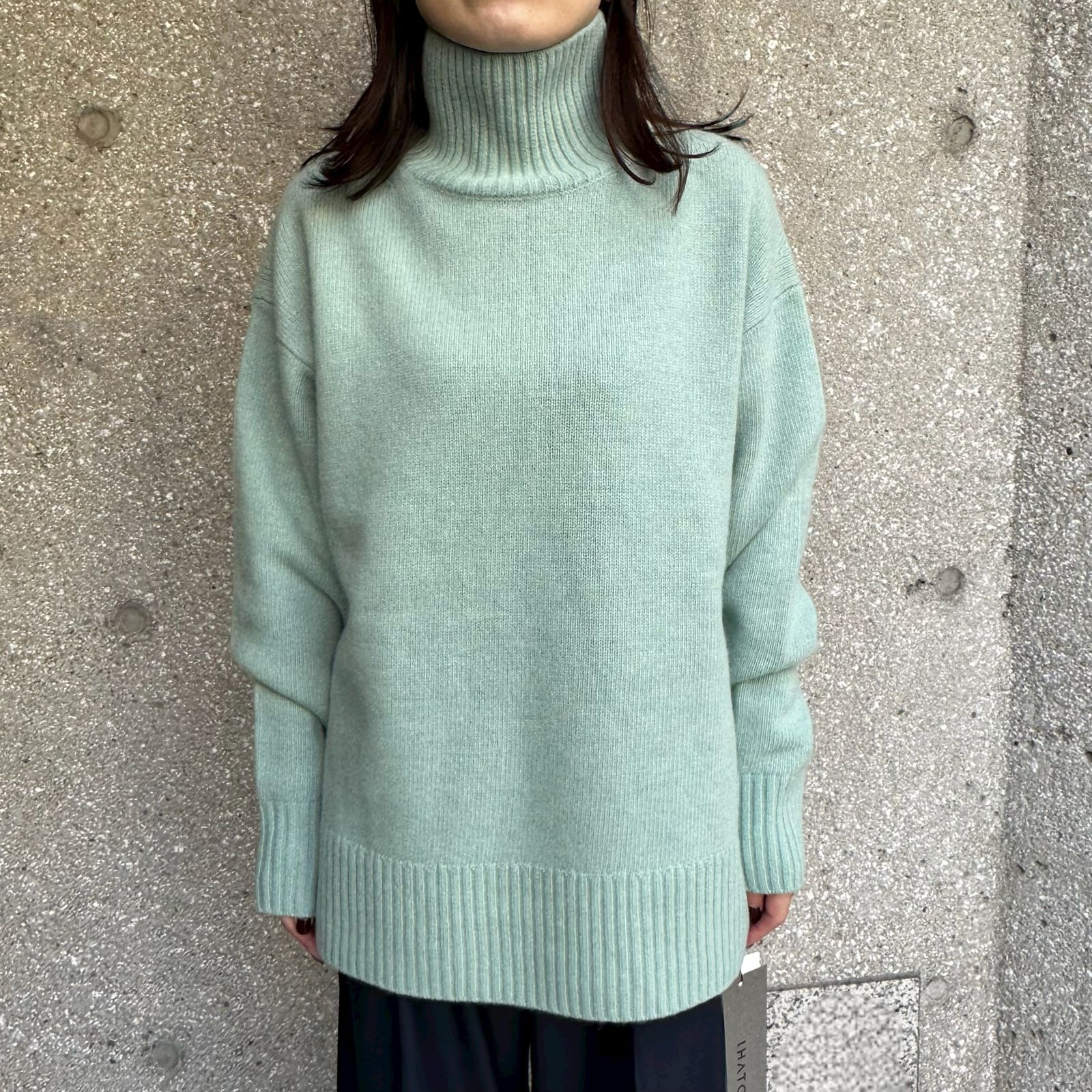 stand neck sweater / ニット / タートルネックセーター / グリーン