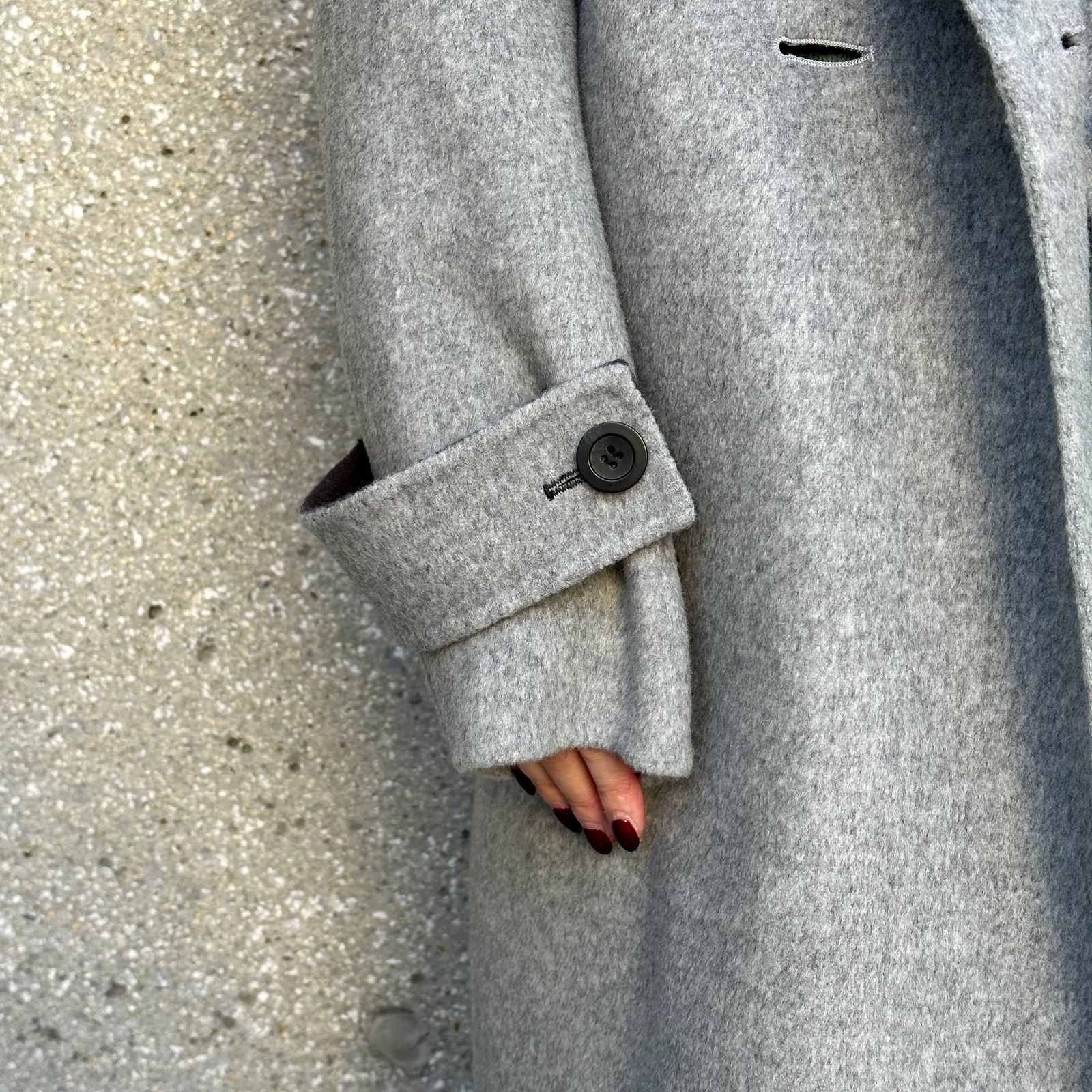 Length rever coat / ウールコート / テーラード / スタンドカラー / ライトグレー