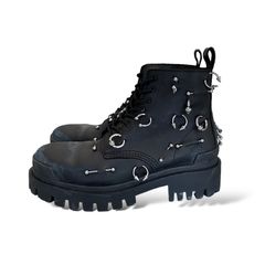 STRIKE 20MM ピアーシングブーツ / ハイカット 厚底ブーツ / 編み上げブーツ / ブラック / メンズ