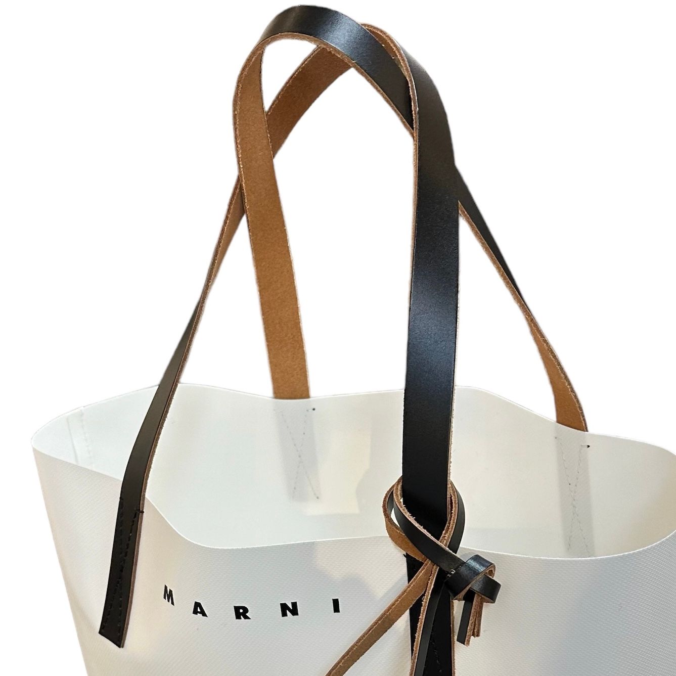 カラーブロック ショッピングバッグ（MARNIタグ付き） / トートバッグ / リリーホワイト / グリーン / レザーハンドル / ウィメンズ