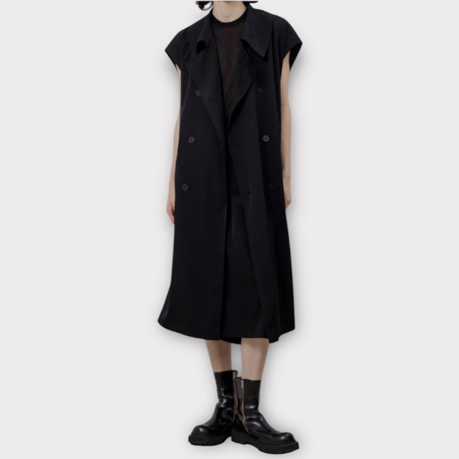Triacetate sleeveless trench coat / スリーブレス トレンチコート / ブラック / 2025SS new