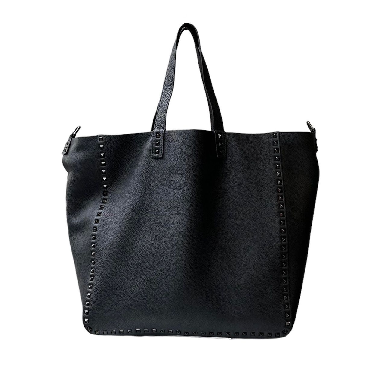 Rock studs grained Calfskin reversible tote / ショルダー トートバッグ / 2way / 牛革 / メンズ / ブラック