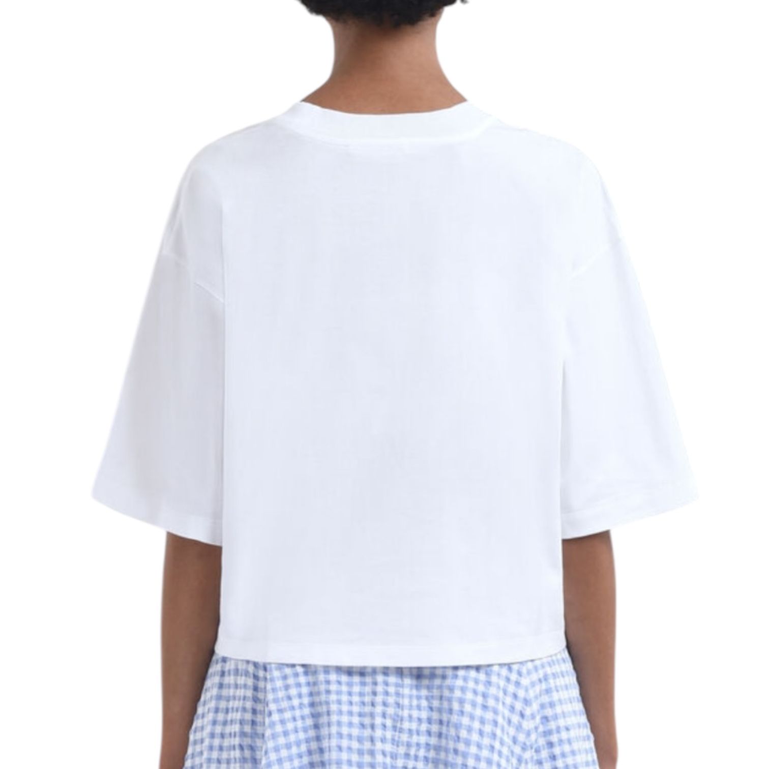ジャージーコットン製 チェック柄マルニロゴ入りTシャツ / クロップド・ボクシーTシャツ / ホワイト / 25SS new