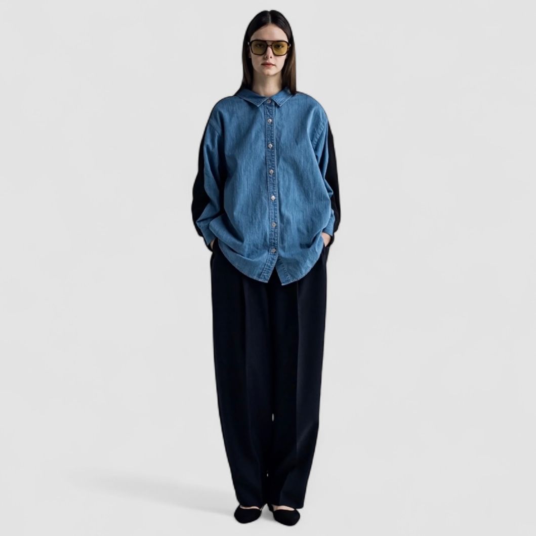 Dungaree Panel Shirt / デニムシャツ / ブルー / 2025aw new