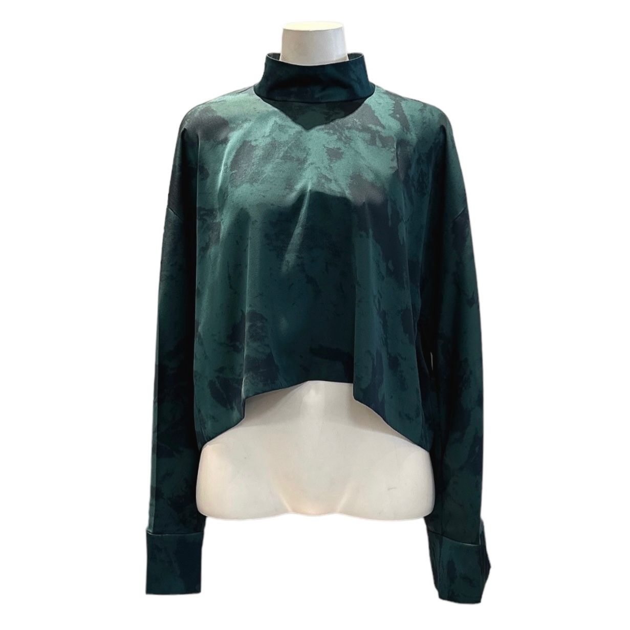 Vintage satin half tone cropped top / ブラウス / グリーン