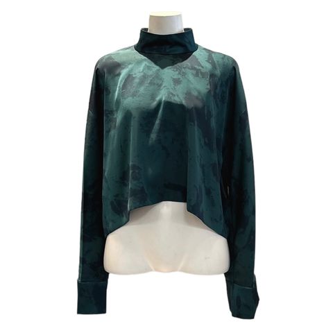 Vintage satin half tone cropped top / ブラウス / グリーン