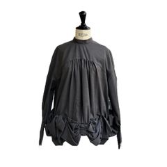 WRINKLES BLOUSE / ギャザー入りブラウス / スタンドカラー / レディース / ダークグレー