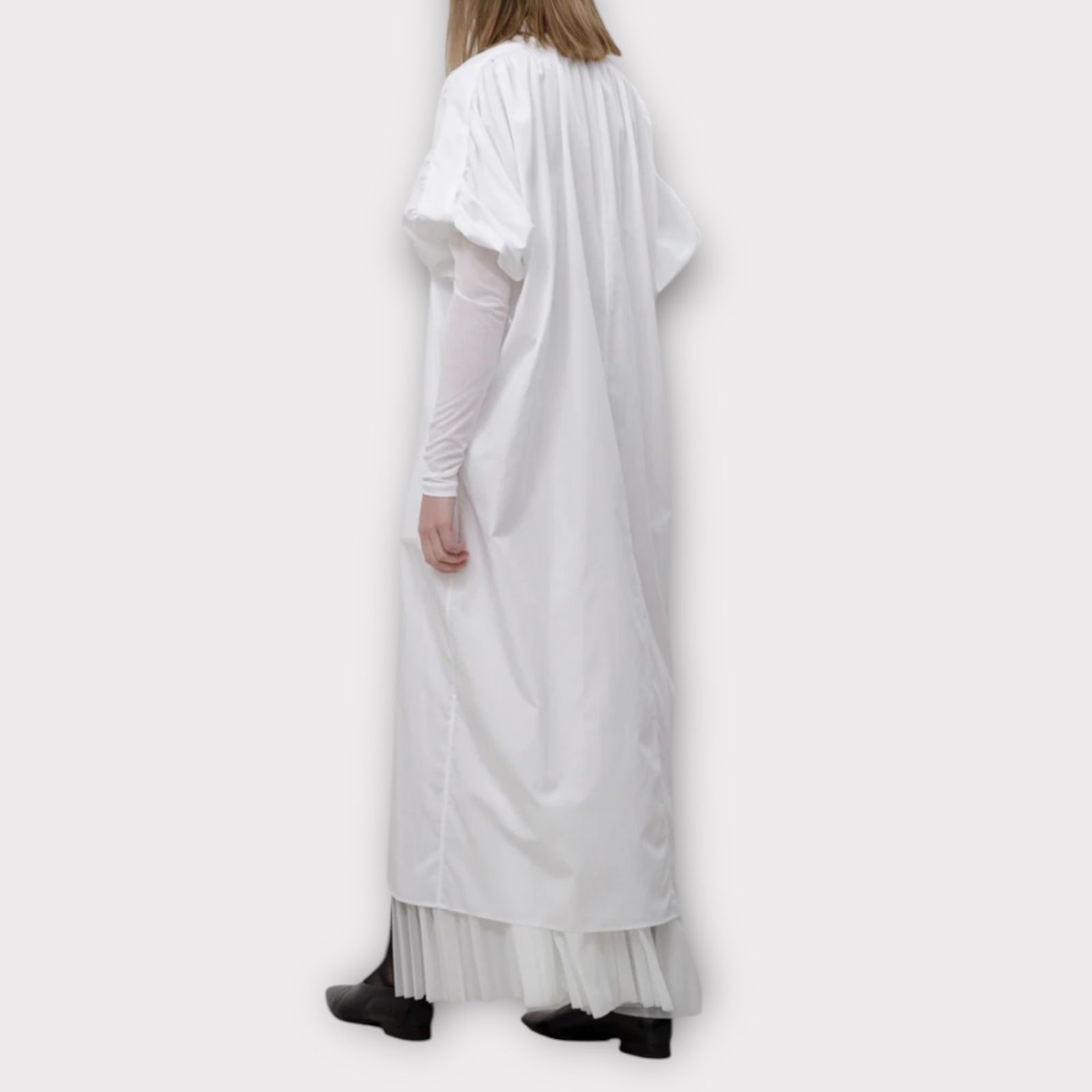Broad tuck gather sleeve shirt dress / シャツドレス / ブルー / 2025SS new