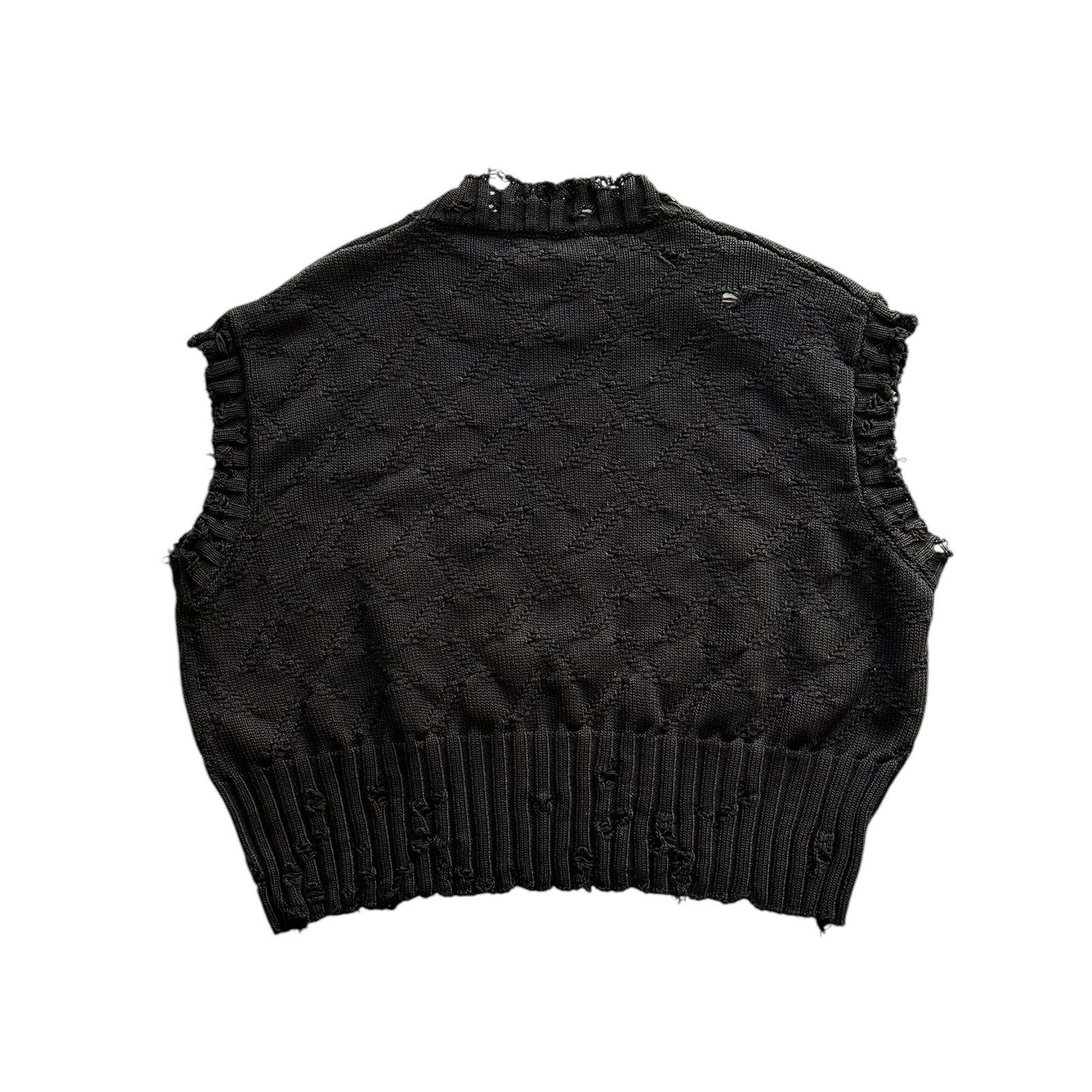 クロップド ダメージノースリーブニット / ブラック / 25SS new