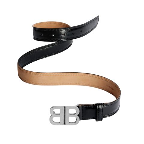 BALENCIAGA バレンシアガ BBロゴ シルバーバックル レザーベルト  