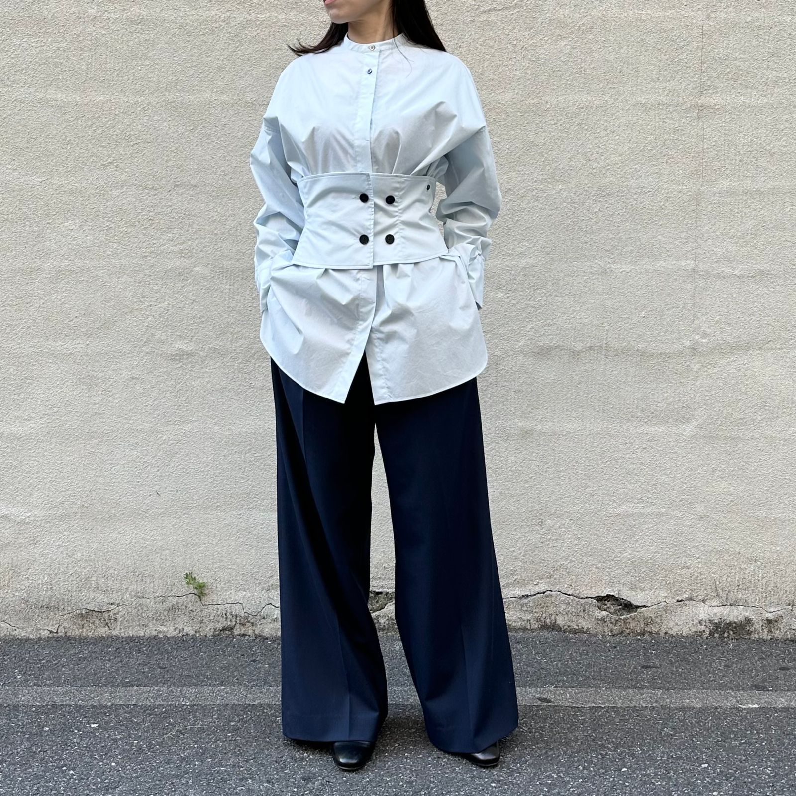 Cummerbund shirt / シャツ / ドレスアップシャツ / オーバーシャツ / ライトブルー