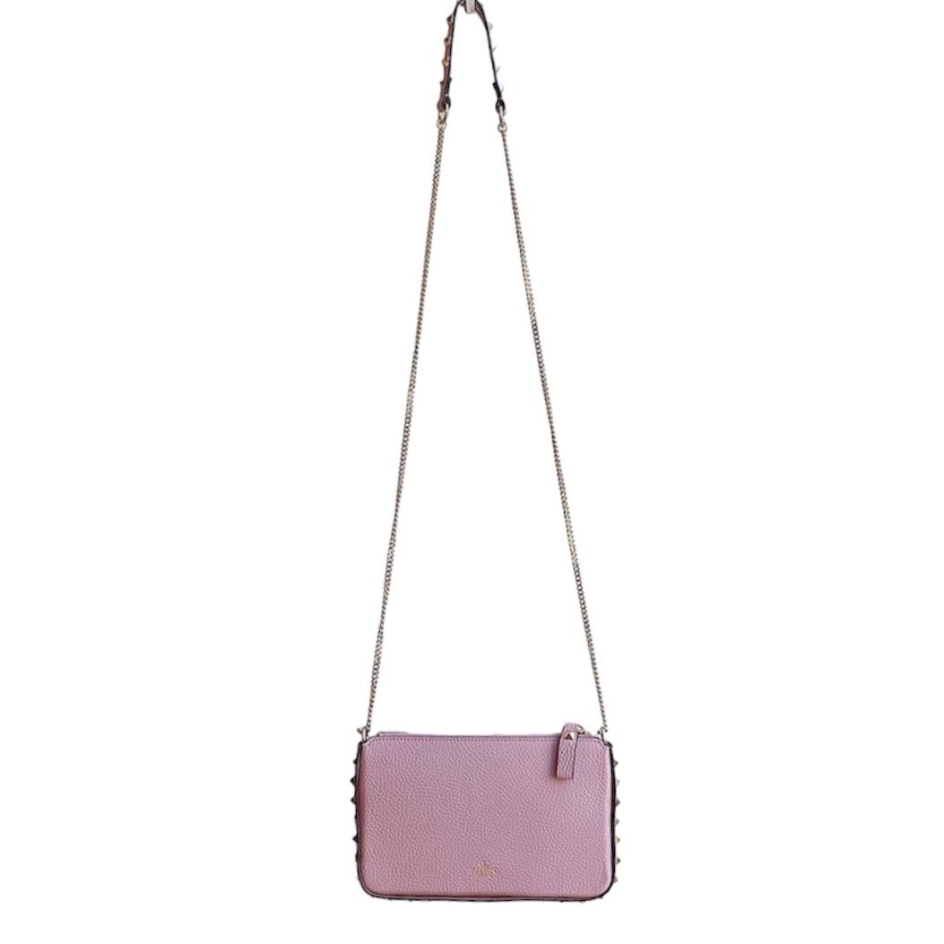 Rock studs grained Calfskin chain pouch / バッグ / ショルダーバッグ / クロスボディバッグ / レザー / カーフレザー / ロックスタッズ / ピンク