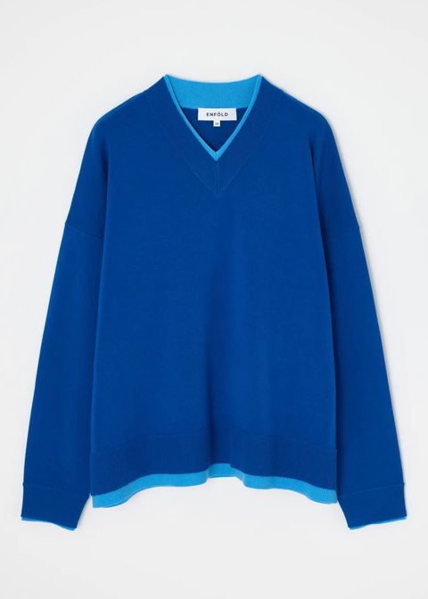 FAKE-LAYERED PULLOVER / Vネックニット・セーター / ブルー / 2025AW new