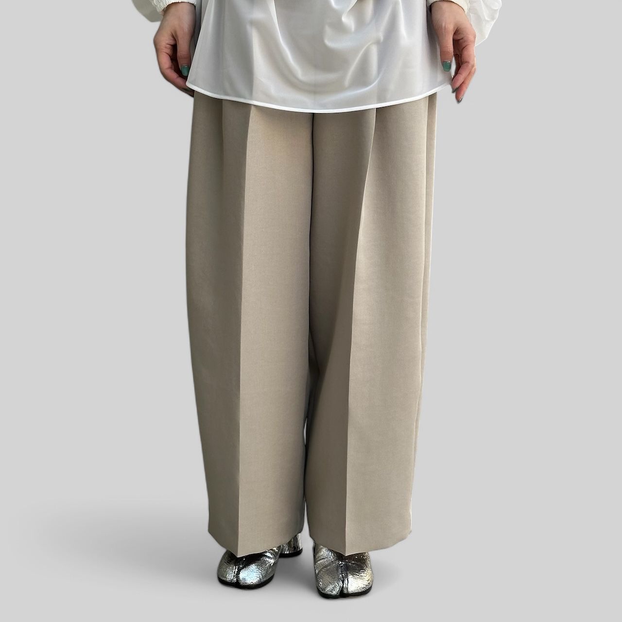 Viscose mad cross wide tuck pants / 2タック ワイドパンツ / ベージュ / 2025SS new