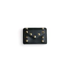 ロックスタッズ カーフスキン スモール ウォレット /三つ折りミニ財布 / ブラック / レザー製 / 2024SS / ウィメンズ / NEW