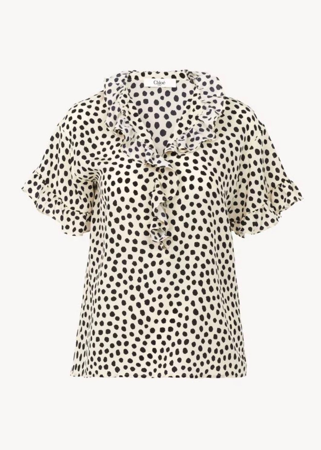 クレープデシン製ショートスリーブ フリルトップス / ウィメンズ / ウェア / ベージュ-ブラック / 2026SS NEW