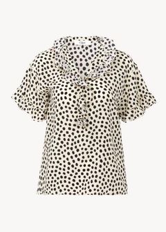 クレープデシン製ショートスリーブ フリルトップス / ウィメンズ / ウェア / ベージュ-ブラック / 2026SS NEW