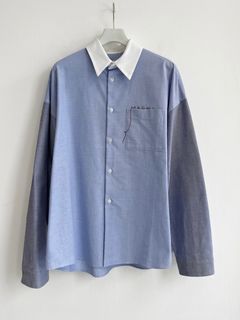 バイカラー コンシール ロゴシャツ/ ブルー/ 2026SS NEW