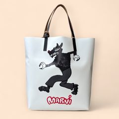 イラスト入り Tribecaショッピングバッグ / ホワイト・ブラック / 25aw new